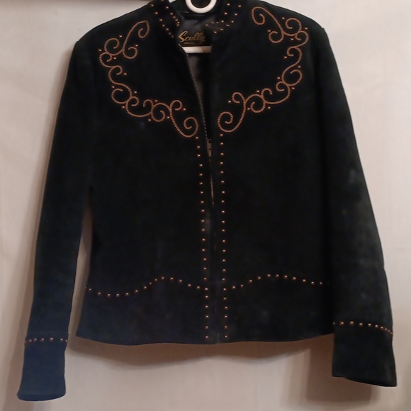 Scully Embroidered Leather Black Jacket Size Xl - Picture 1 of 11